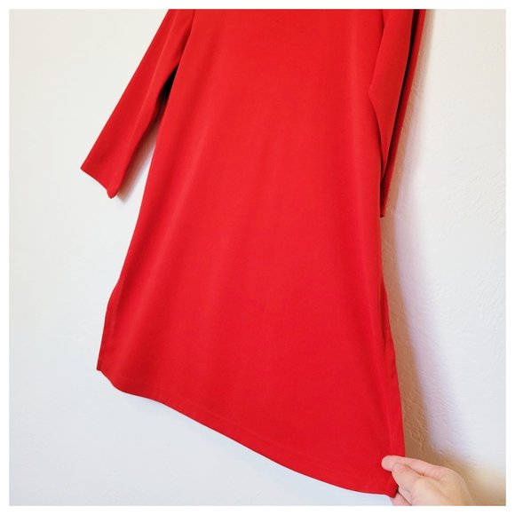 Reflections Red Tunic Blouse Cherry Tomato Red Half Sleeve Square Neck Blouse - Picture 5 of 14